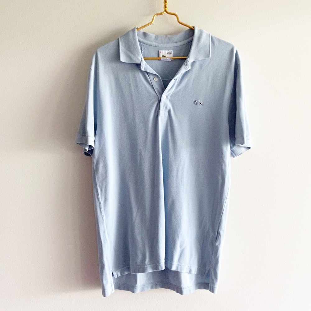 Lacoste vintage washed light blue polo large size 5